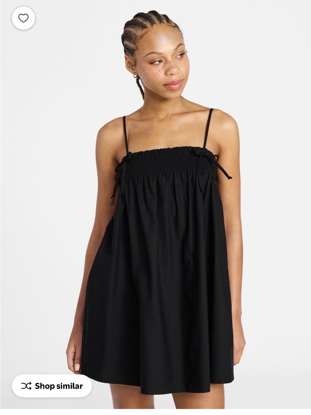 No Boundaries Black Smocked Cotton Poplin Mini Dress Size XS